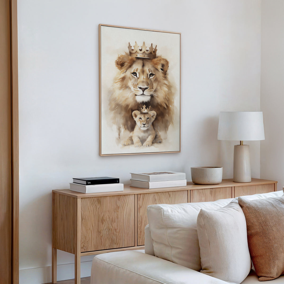 Lion and Cub Framed Canvas, Father and Son Wall Art | Lion of Judah