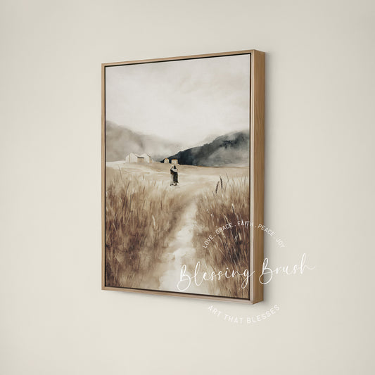 Framed canvas of the Prodigal Son, a contemplative museum quality bible story painting for Christian home decor | Blessing Brush