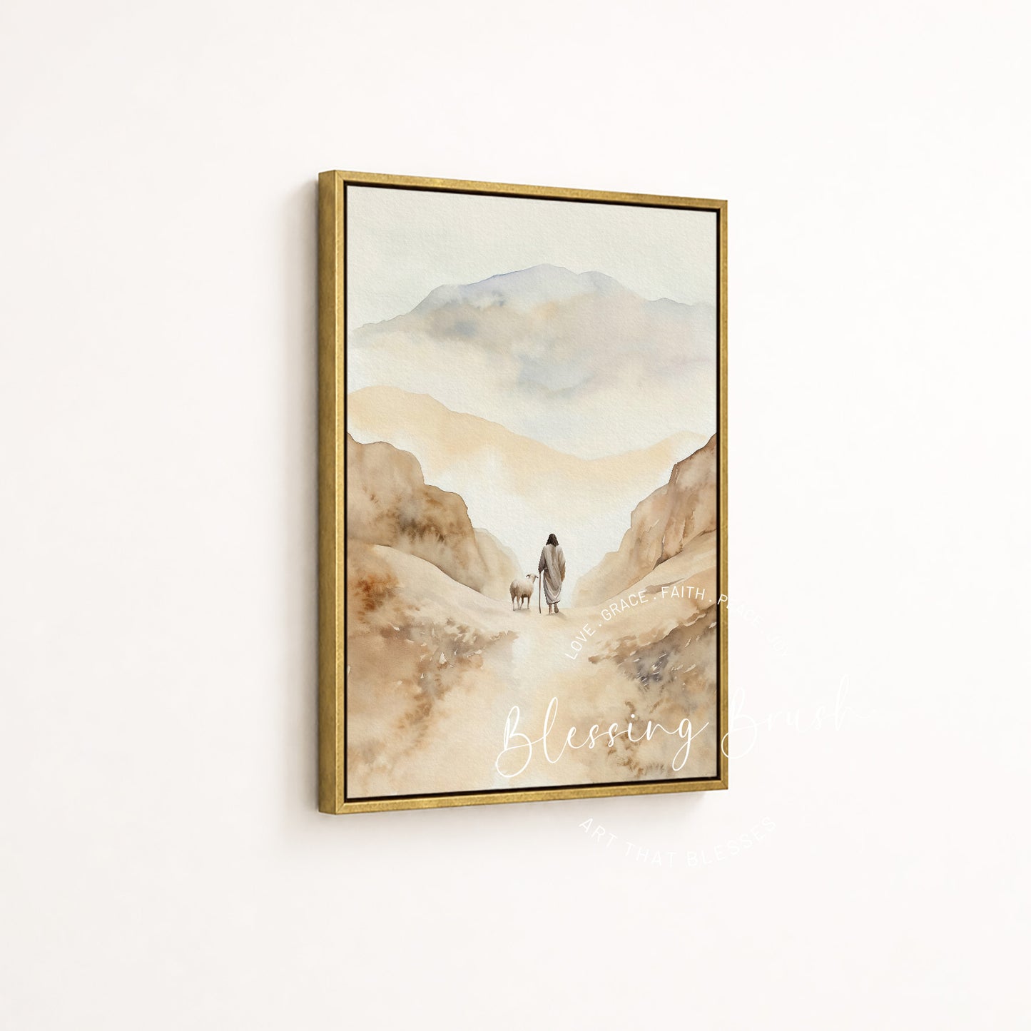 The Lord Is My Shepherd - Christian Framed Canvas Wall Art, Psalm 23 Faith Home Decor