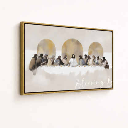 The Last Supper Framed Canvas – Modern Christian Wall Art
