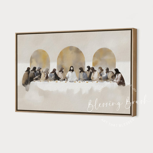The Last Supper Framed Canvas – Modern Christian Wall Art