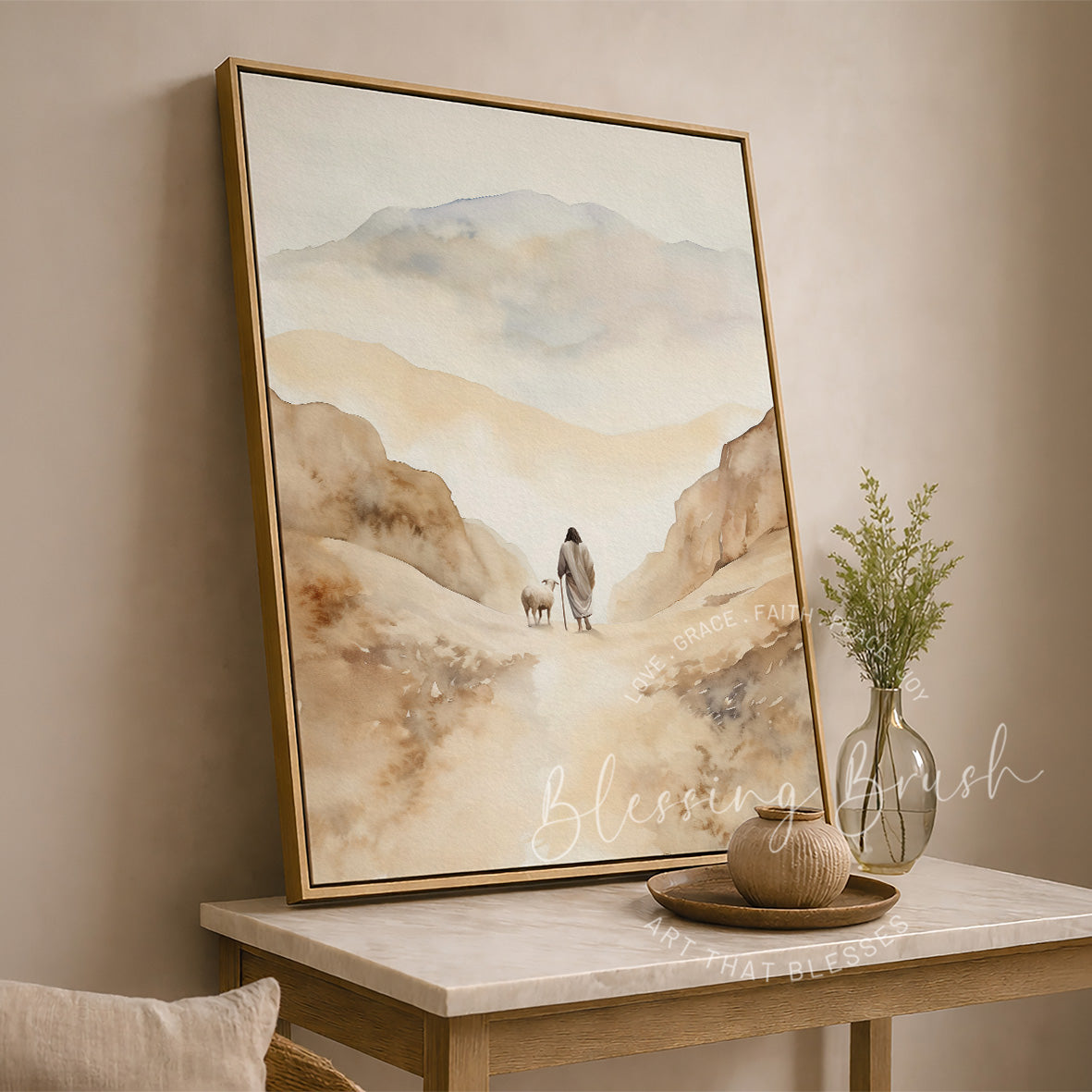 The Lord is my shepherd Psalm 23 Christian Wall Art by Blessing Brush.