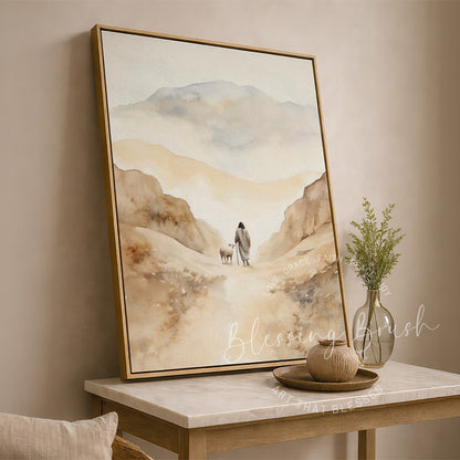 The Lord is my shepherd Psalm 23 Christian Wall Art by Blessing Brush.