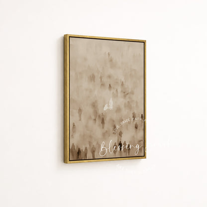 Gallery quality gold framed fine art of Jesus healing the woman who touched His garment, museum quality Christian decor | Blessing Brush